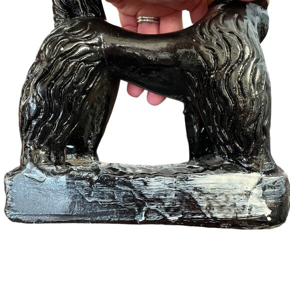 Chalkware Poodle Ashtray Large Black Dog Trinket Vtg Mid Century Kitschy READ - Picture 12 of 16